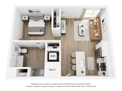 A series of images showing different views of a small apartment layout.